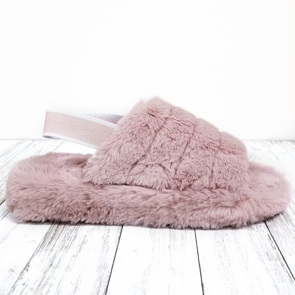 fuzzy slingback slippers